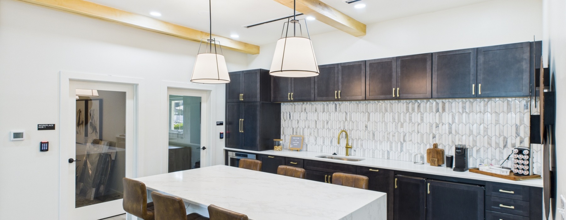 Kitchen with island and coffee bar