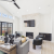 Lounge with furniture and fireplace